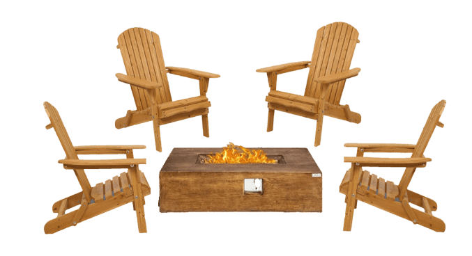 A group of chairs and a fire pit.
