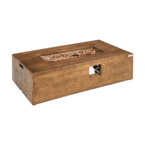 A wooden box with a fire pit inside.