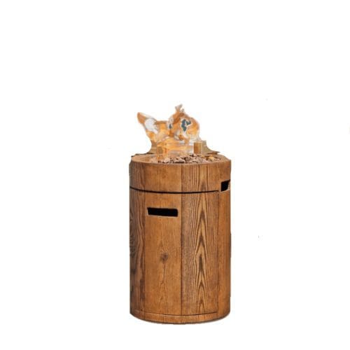 A Fire End Table with a cat sitting on top of it.