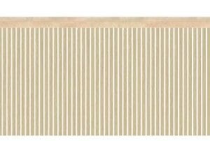 A beige striped Slat Bar curtain with a white background.