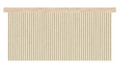 A beige striped Slat Bar curtain with a white background.