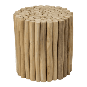 A wooden stool made of sticks.