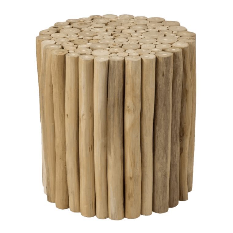A wooden stool made of sticks.